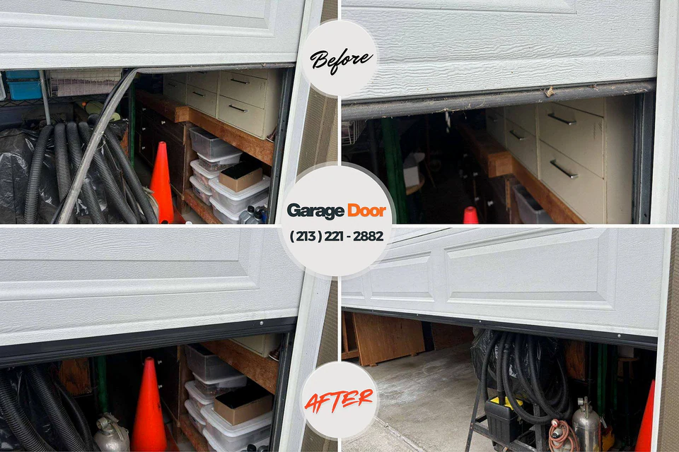 Before and after: garage door repair Cambridge, IL
